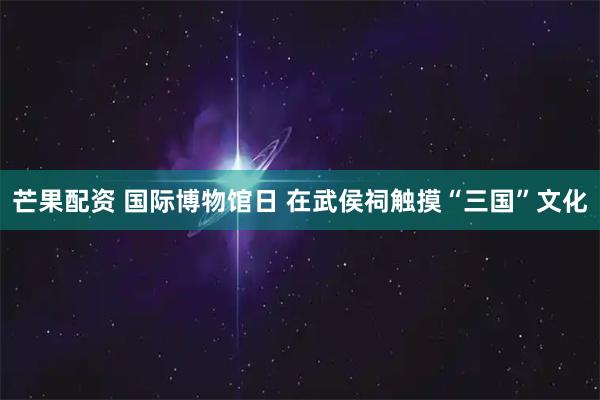 芒果配资 国际博物馆日 在武侯祠触摸“三国”文化